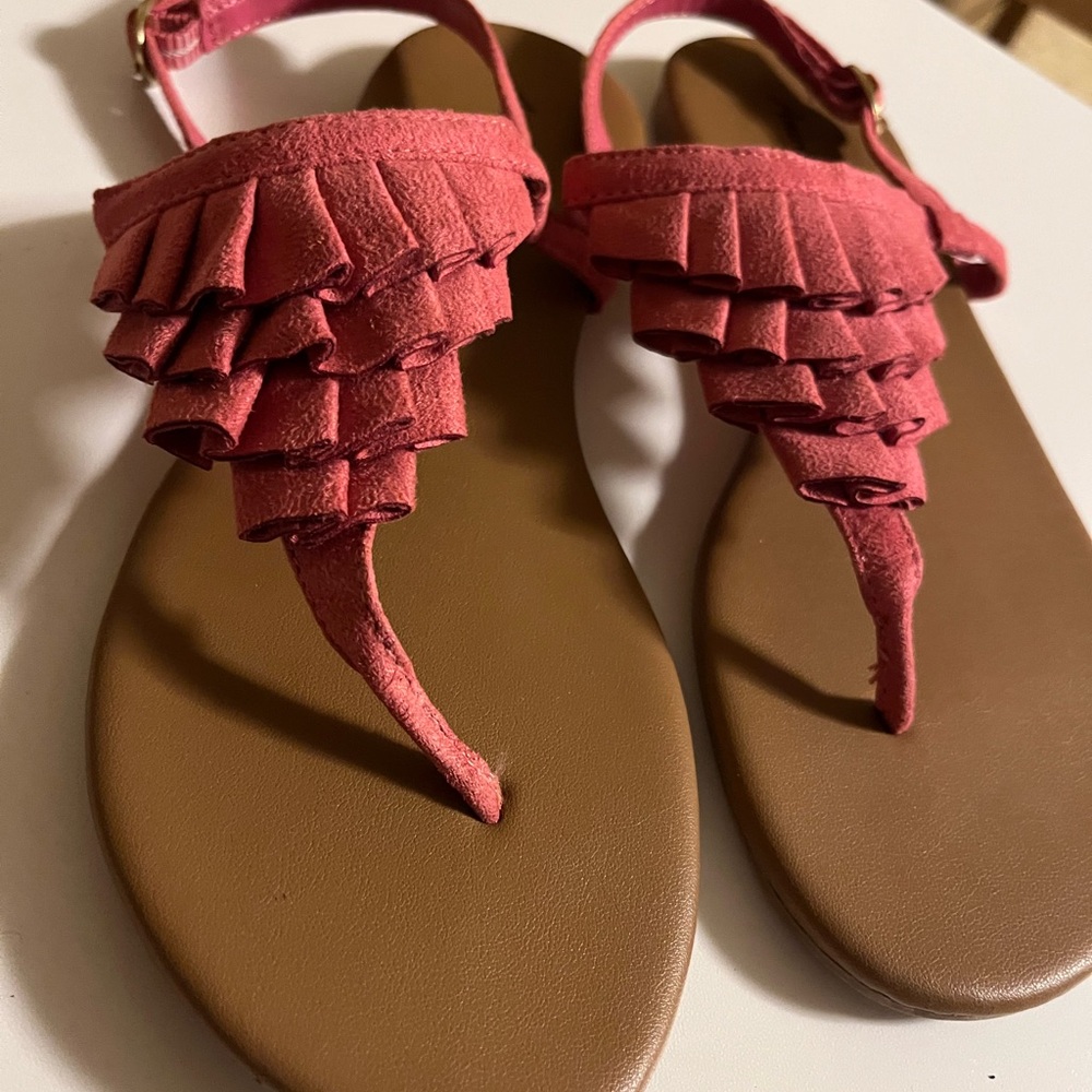 American Eagle by Payless Coral Ruffle Toe-Post Sandals